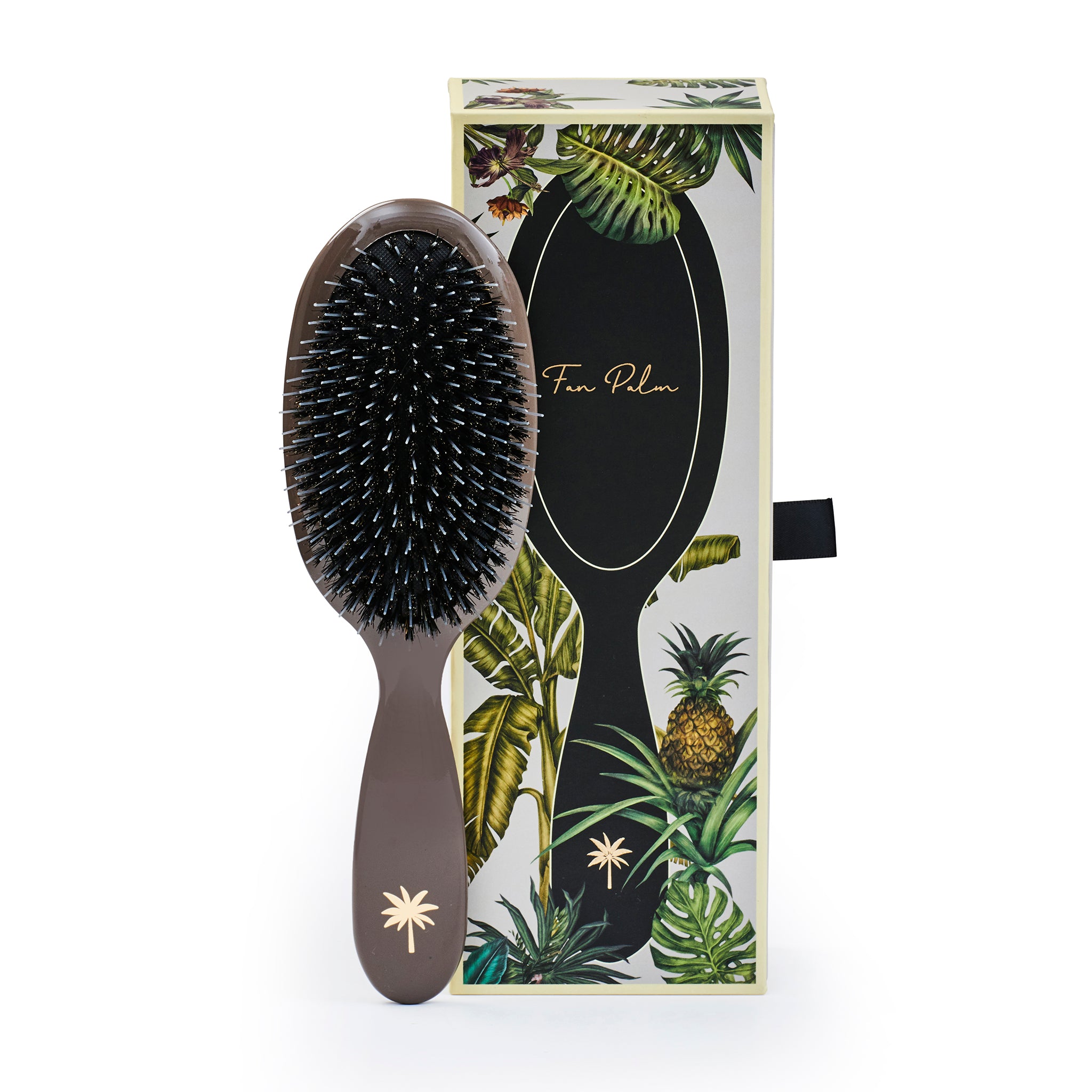 Fan Palm Brush Medium Warm Grey Antklit Glans Anti Pluis Alle Haarypes Care For Hair