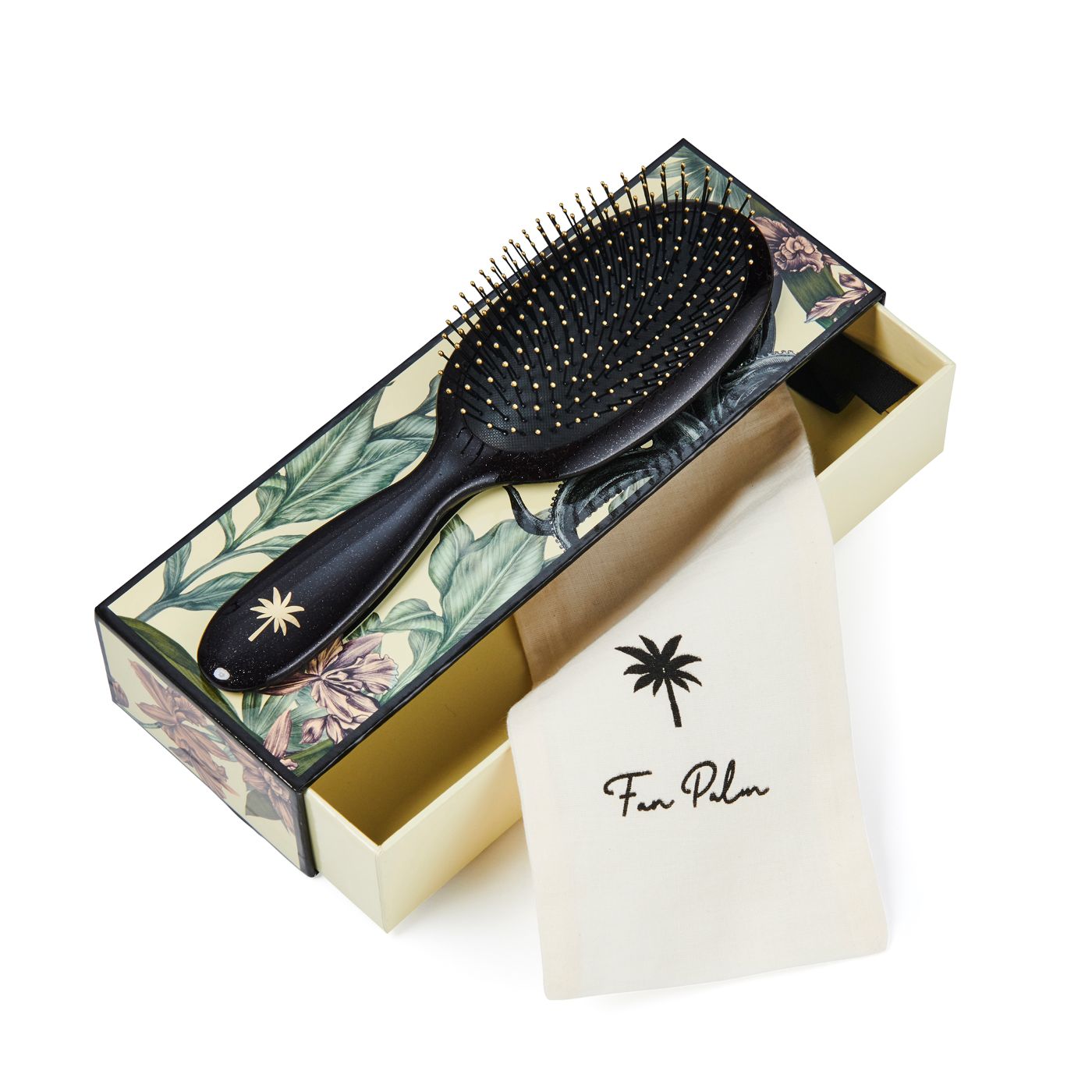 Fan Palm Wet Brush Medium Octopus CFH Nat Haar Ontklit Zwart Care For Hair