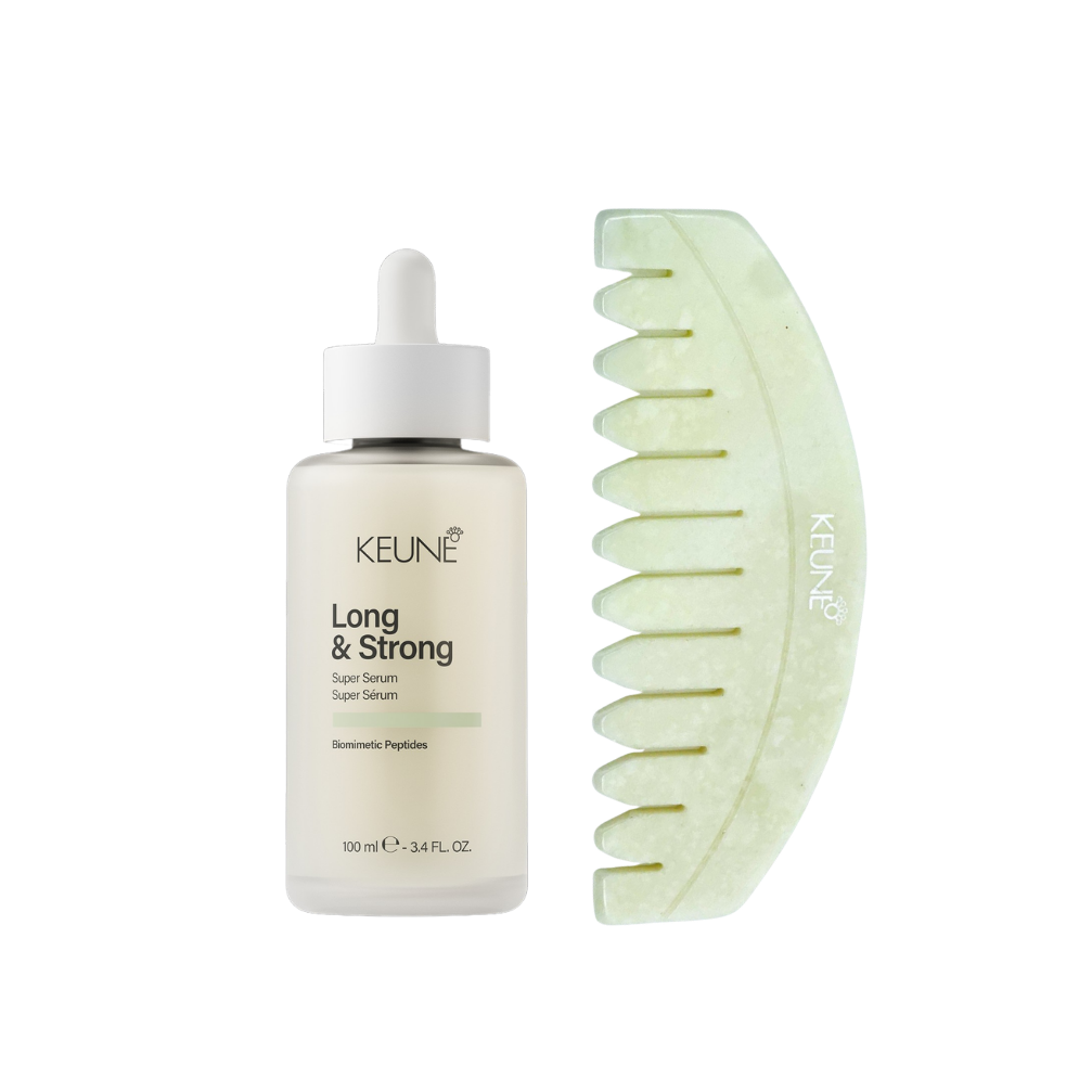 Keune Long & Strong Super Serum en Keune Gua Sha kam verkrijgbaar bij Care For Hair 
