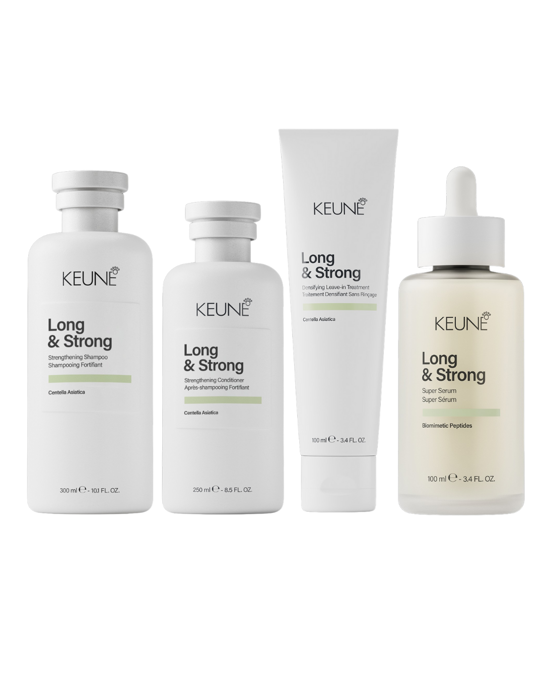 Keune Care Long &amp; Strong Shampoo, Conditioner, Leave-In Treatment en het Super Serum in één bundel bij Care For Hair 