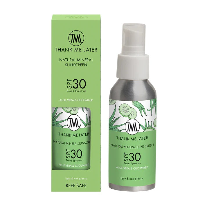 Thank Me Later Minerale Zonnebrandcreme SPF 30 Aloe Vera en Komkommer CFH Care For Hair